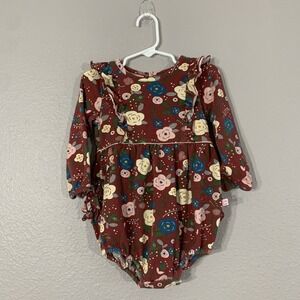 Ruffle Butts Baby‎ Girls Size 18-24m Bubble Romper Long Sleeve Ruffled Bottom